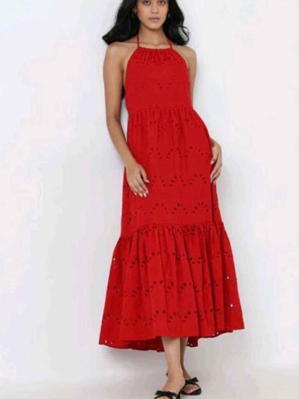 Vacation Summer maxi dress open back strapless 100% cotton size M